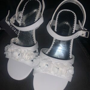 George Kids White Sandals with Floral Accents